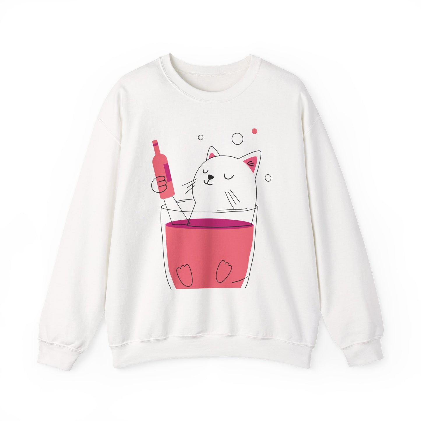 Cat in Wine Glass Crewneck Sweatshirt - Cute & Cozy