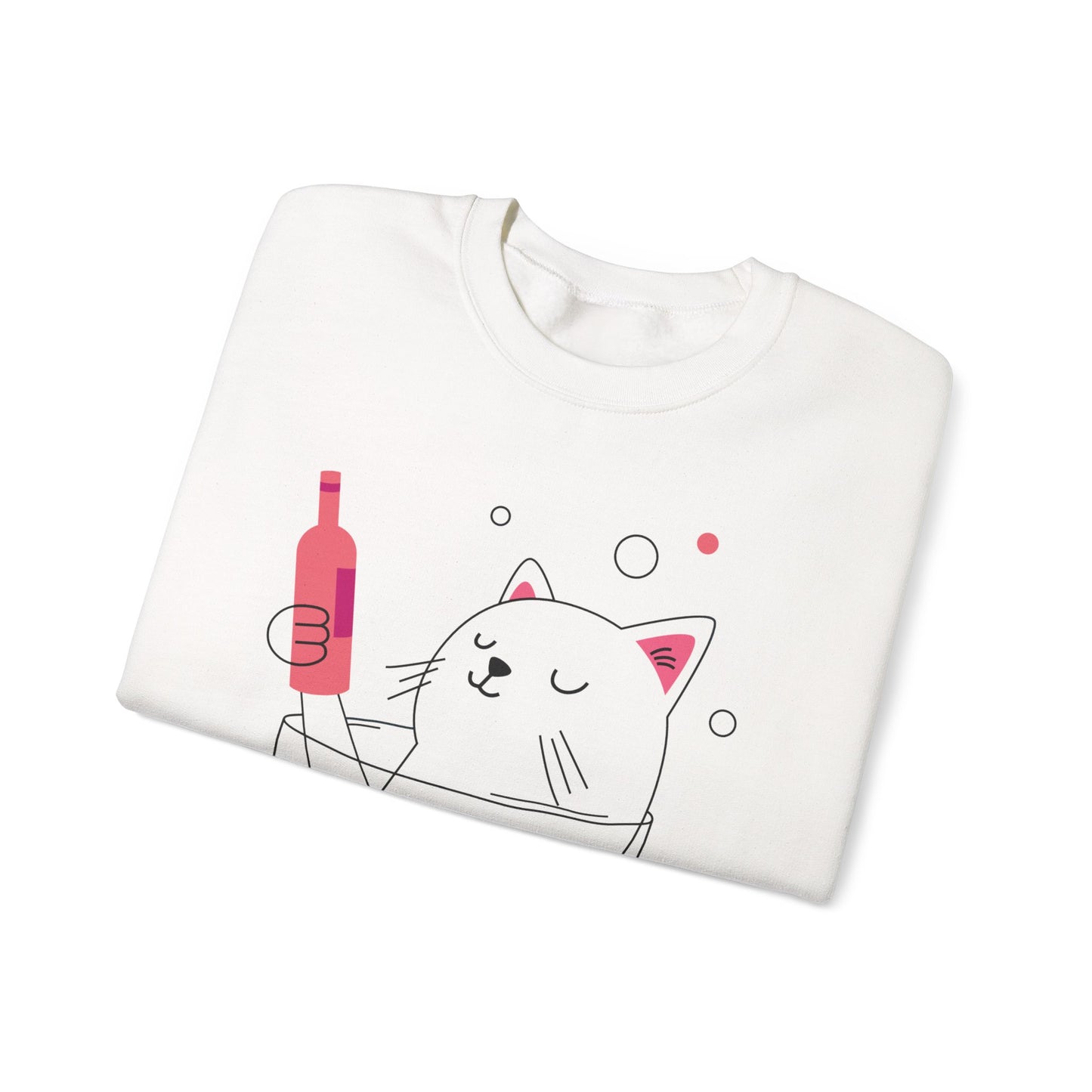 Cat in Wine Glass Crewneck Sweatshirt - Cute & Cozy