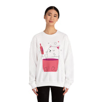 Cat in Wine Glass Crewneck Sweatshirt - Cute & Cozy