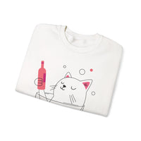 Cat in Wine Glass Crewneck Sweatshirt - Cute & Cozy